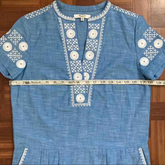 Madewell Embroidered Dress Blue Cotton Denim Women’s XS - Picture 5 of 6
